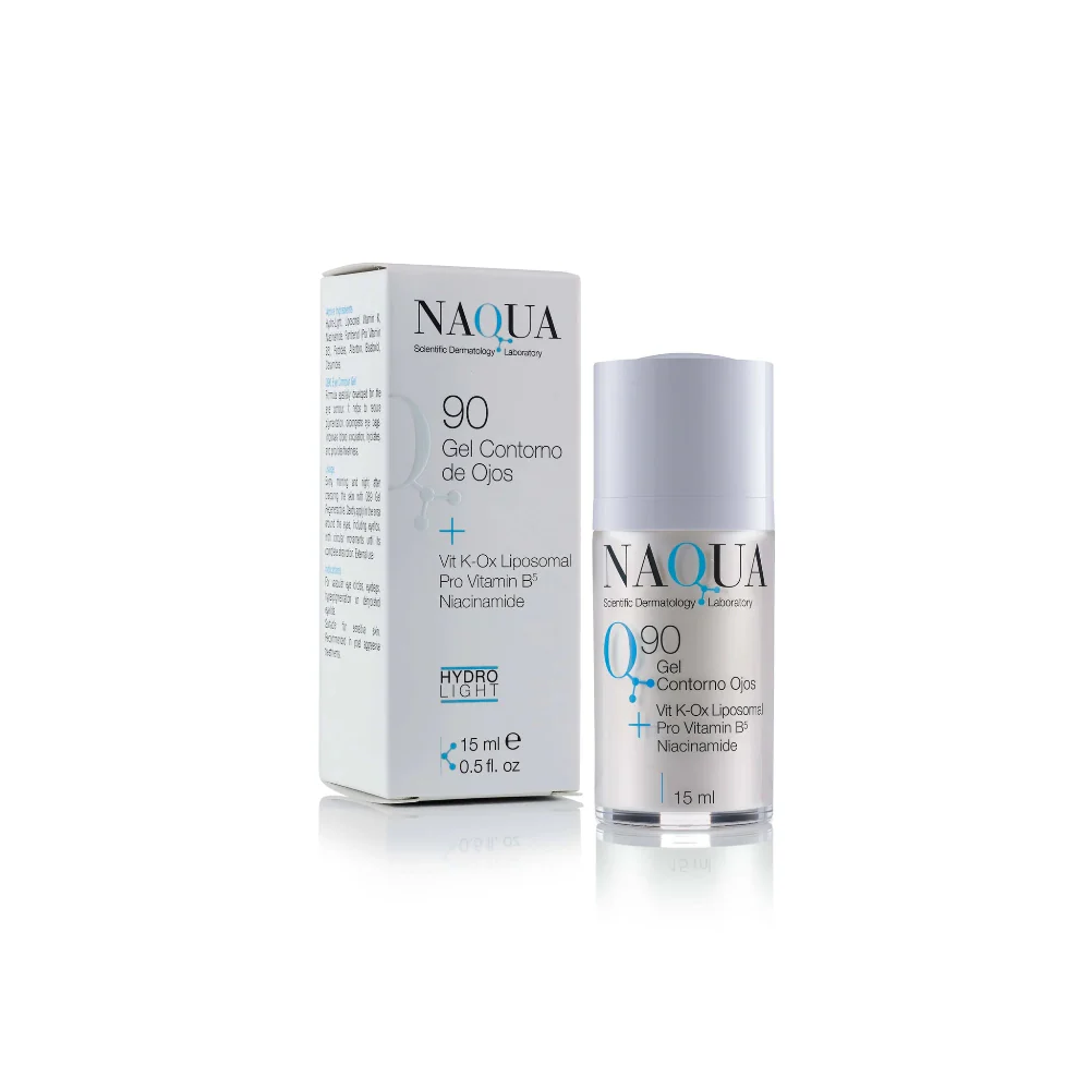 Q90 Gel Contorno de Ojos + Vit K-Ox Lip., Niacina, Péptidos NAQUA 15ml